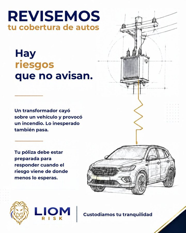 Publicación de Instagram: Revisemos tu cobertura de autos, hay riesgos que no avisan